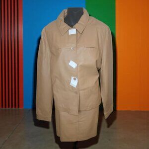 Newport News Genuine Leather Tan/Caramel Skirt Suit SZ Lg/XL 12/14
